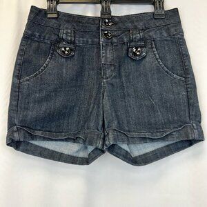 Maurices Womens Jean Shorts Blue Denim Buttons Pockets Cuffed Medium Wash 5/6